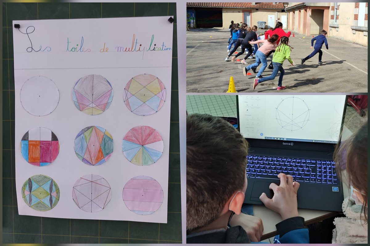 #SemaineDesMaths dans le 09 - J1 - Au programme à  : "course aux tables" pour la forme puis création de "toiles de multiplication" à l'aide de GeoGebra pour les formes. Du plaisir à faire des maths...
