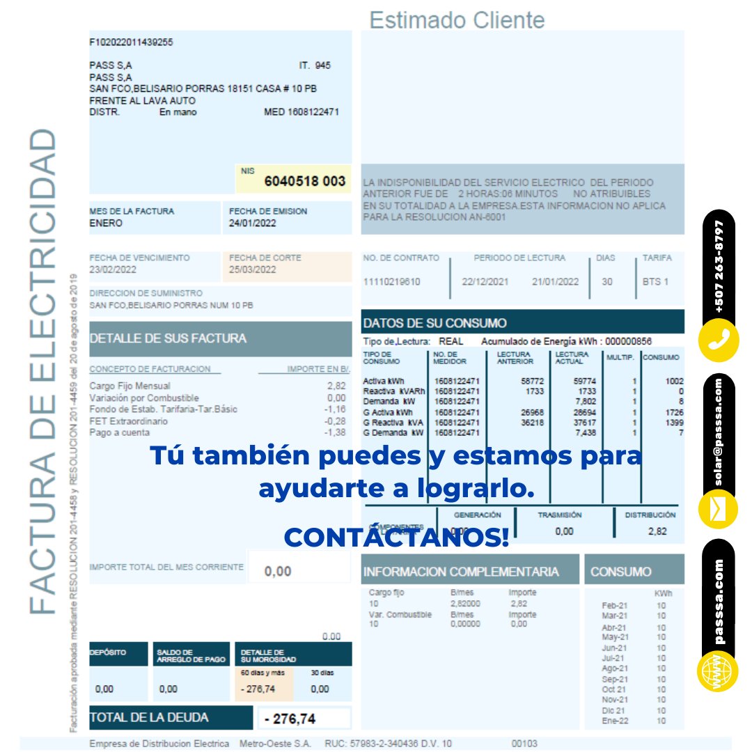 passpty507's tweet photo. En PASS, SA trabajamos bajo el ejemplo de lo que pueden nuestros clientes lograr. Realizamos proyectos llenos de calidad, profesionalismo y acompañamiento para lograr el objetivo planteado.
PASS S.A, todo en energía solar💡
Visita nuestra página web: https://t.co/z7163E99ii https://t.co/hPI7WtDT4d