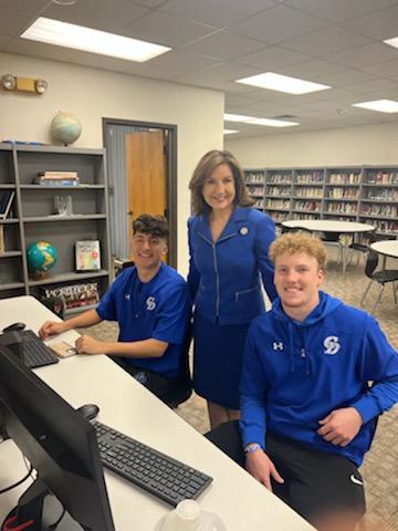 oksde's tweet photo. .@joy4ok is spending the day touring schools and meeting w/ educators &amp; students in Garfield County. Stop 2: Covington-Douglas Public Schools. #oklaed  Great things happening in Covington! Thank you for hosting us, Wildcats! https://t.co/uYxW37Rk8f