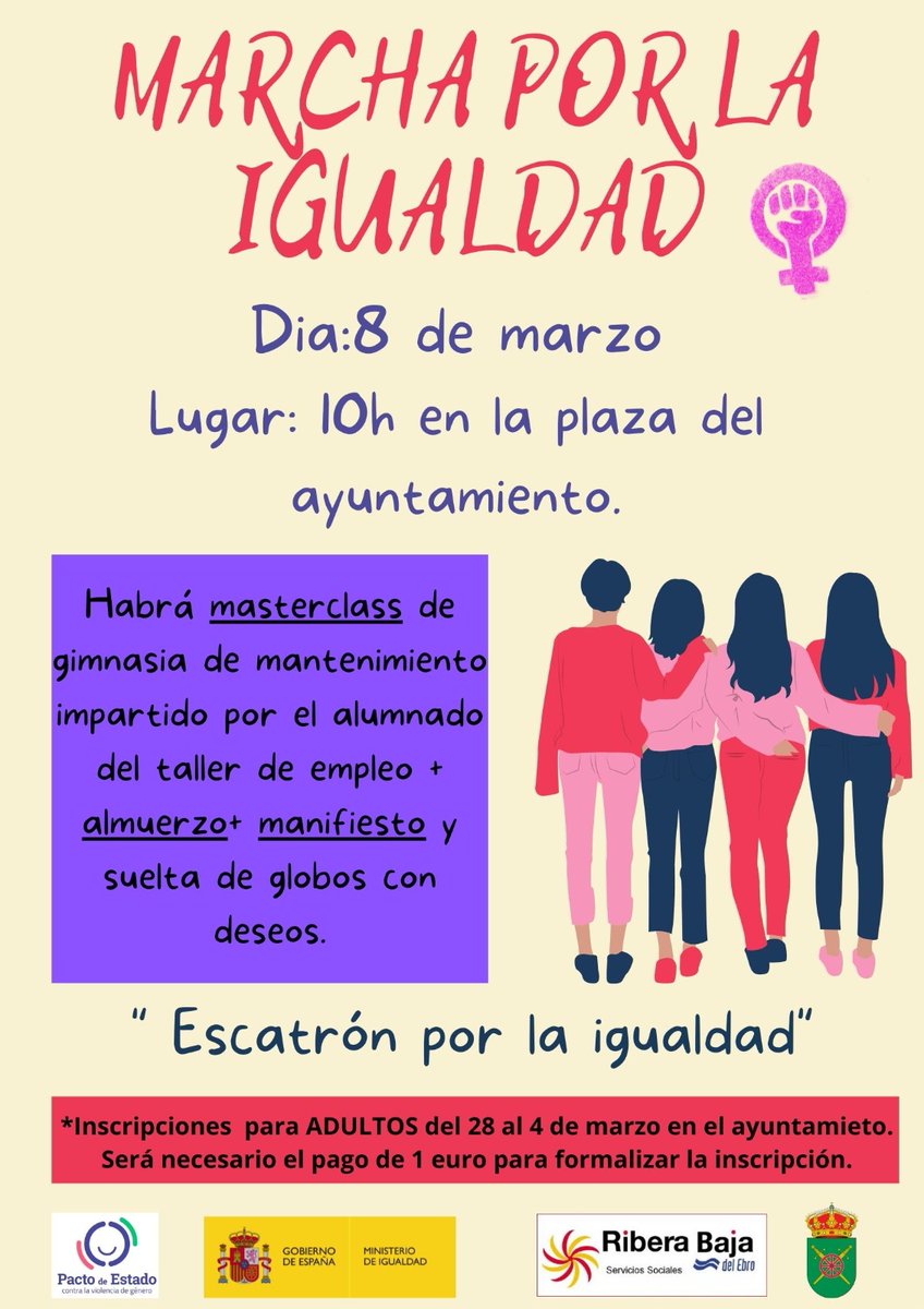 EscatronTurismo's tweet photo. Mañana, 8 de marzo, Día de la Mujer, Escatrón por la Igualdad. A las 10:00, en el Ayuntamiento, Marcha por la Igualdad. ¿Te apuntas? https://t.co/bb4fvqdxvh