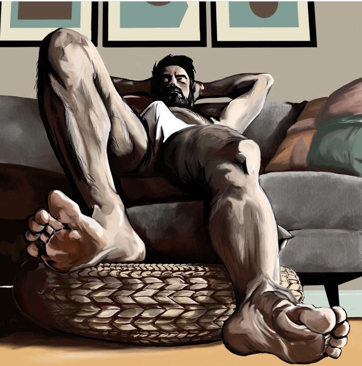 Challenging but great pose #lifepainting #malemodel #malefeet #queerart #queerartist