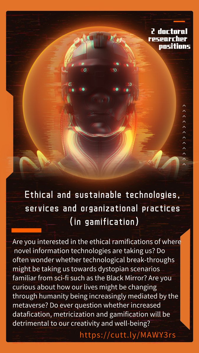 tuni.rekrytointi.com/paikat/index.p…
We are looking for doctoral researchers! The application deadline is 31 March 2022. <a href="/GamificationGG/">Gamification Group</a> <a href="/Noviresearch/">Novi Research Center</a>