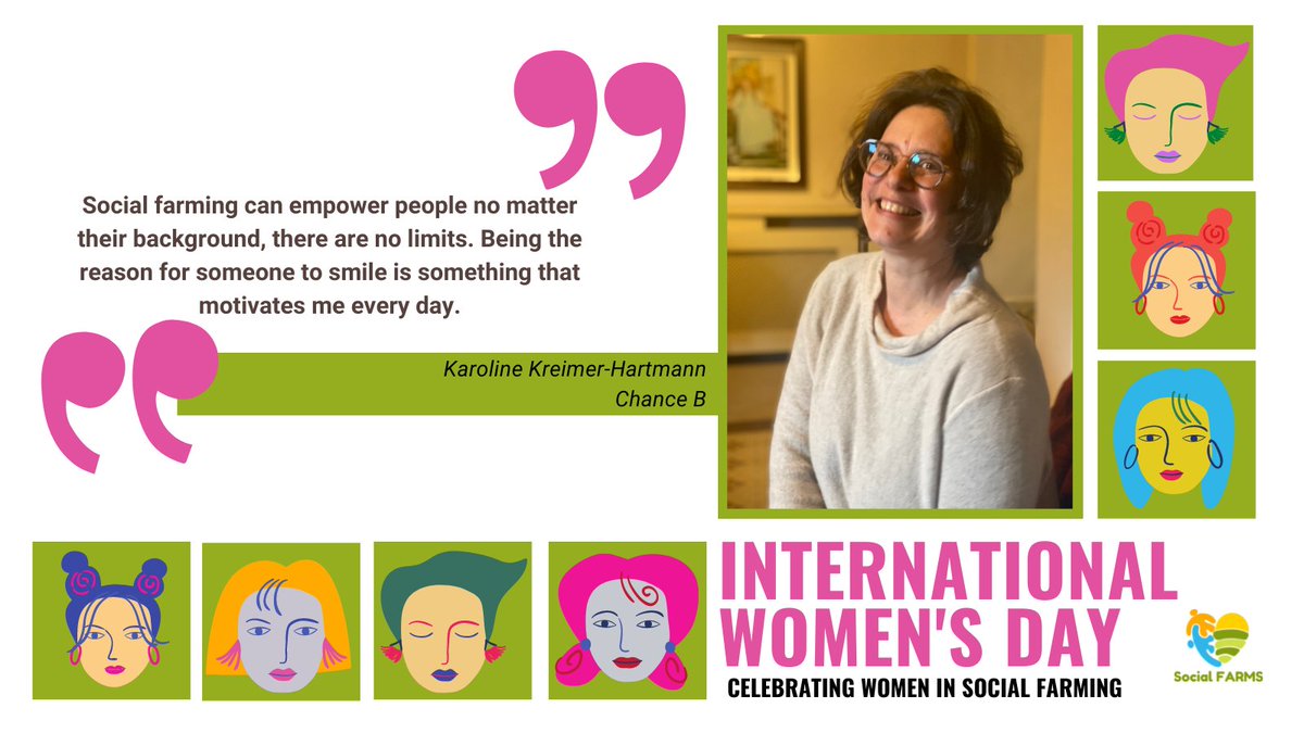 SocialFARMS's tweet photo. #InternationalWomensDay 👱‍♀️👩🏽‍🦰👩🏾‍🦱 - Celebrating women in #SocialFarming

Thank you Karoline for being so inspiring and sharing your passion about social farming
The celebration is on 🔥

#IWD2022 #IWD #WomenInAg #SheInspires #LikeAGirl #InspiringWomen #CareFarm #GreenCare @UN_Women https://t.co/T8B0HIqPyf