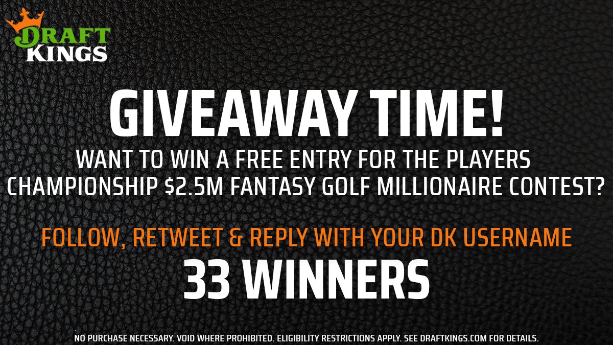 reidtfowler's tweet image. ⛳️GIVEAWAY⛳️

Take your shot at a FREE entry into THE PLAYERS Championship $2.5M Fantasy Golf Millionaire contest (3/10)!

To Enter:
1. Follow me on Twitter
2. RT this post
3. Reply with your DraftKings username

Contest ends 2:00pm ET Wednesday. T&amp;amp;C: dknation.draftkings.com/2022/3/7/22965…