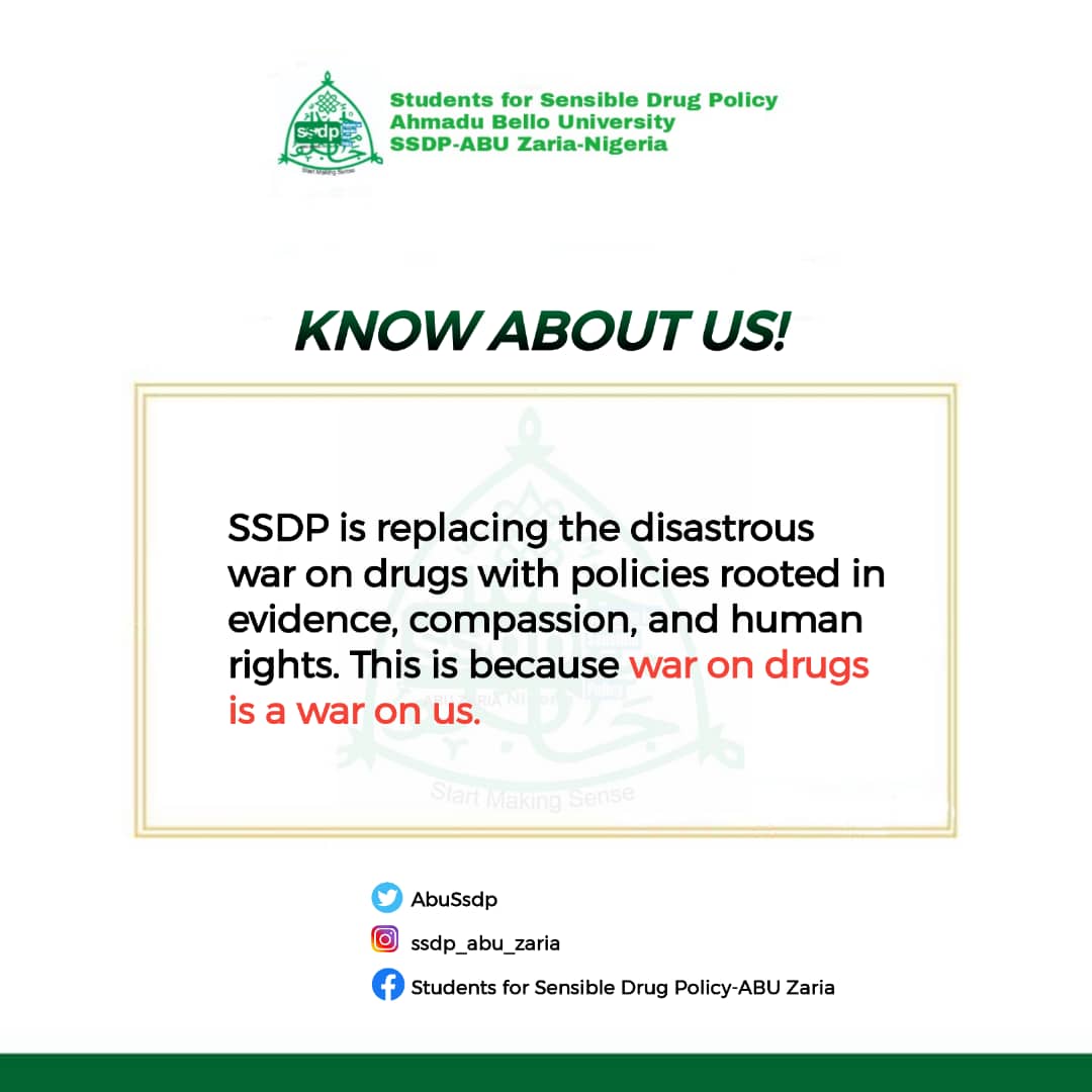 SsdpAbuZaria's tweet image. KNOW ABOUT US

We are replacing the disastrous war on drugs with policies rooted in evidence, compassion, and human rights. This is because war on drugs is war on us! 

#Support_Dont_Punish
#StartMakingSense 
#SSDP_ABU