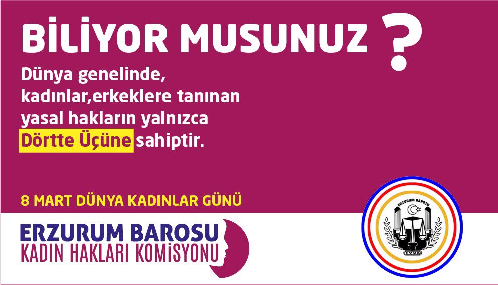 Dünya genelinde kadınlar, erkeklere tanınan yasal hakların yalnızca dörtte üçüne sahiptir. 

Bir gün değil, her gün kadınların yanındayız 🌸

#8MartDünyaKadınlarGünü
#8MartDünyaKadınlarGünüKutluOlsun
#8Mart
