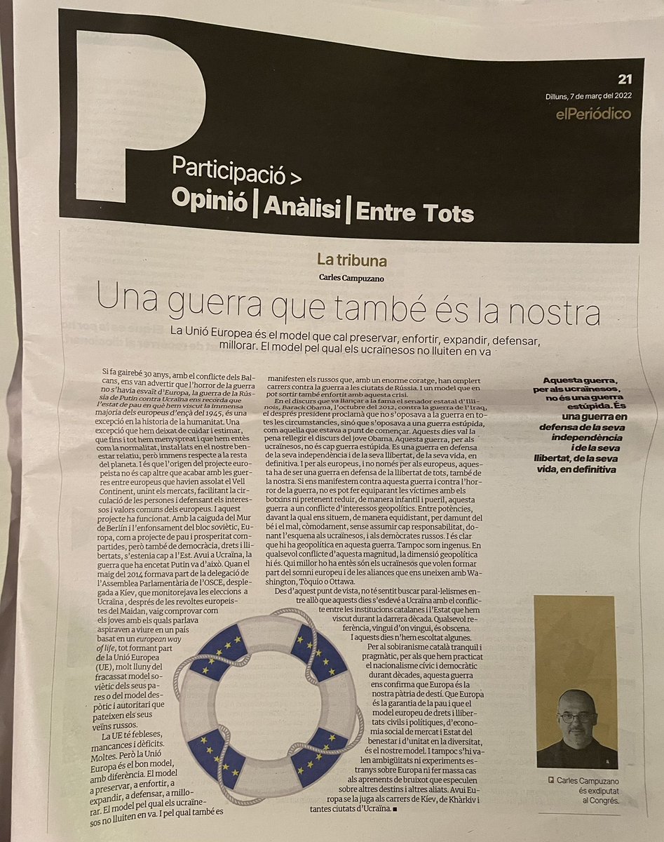 carles campuzano (@carlescampuzano) on Twitter photo Aquest és l’article que avui he publicat sobre la #guerraucraina a <a href="/elperiodico/">El Periódico</a> “una guerra que també és nostra” #UkraineUnderAttaсk Aquest és l’article que avui he publicat sobre la #guerraucraina a <a href="/elperiodico/">El Periódico</a> “una guerra que també és nostra” #UkraineUnderAttaсk