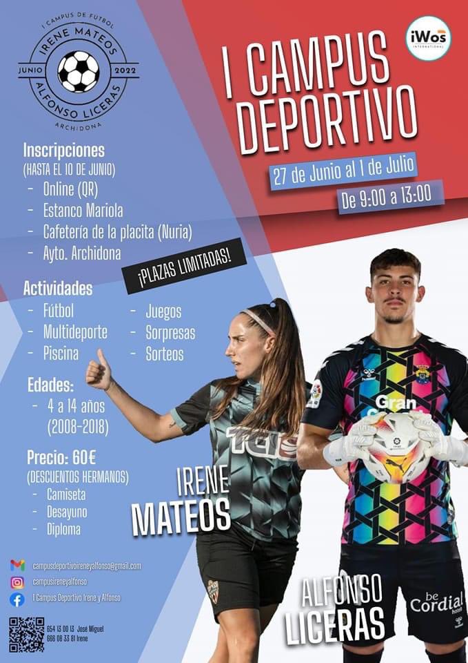 Un futbolista archidonés y una futbolista archidonesa se unen para organizar un pedazo de Campus Deportivo este verano en #Archidona. Cuando no olvidas tus raíces creces más 👏👏👏👏