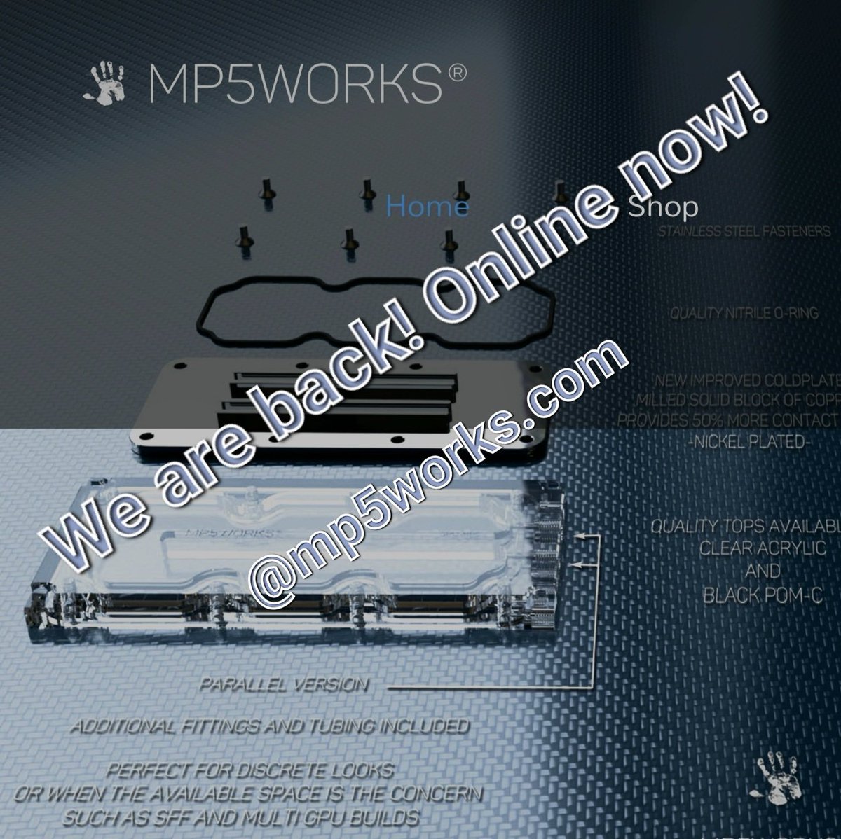 MP5WORKS's tweet photo. Sorry for the wait folks 🙏 It turned out to be a tricky fix ... mp5works Store is back online now 💪😎🍻 Active GPU backplate cooling at https://t.co/7zemQaXKmS 💪😎 #gpu #active #backplate #waterblock #cooler #pc #gaming #pcmr #extreme #watercooling #bpc #mp5works #vram https://t.co/S3lJ0YMspa