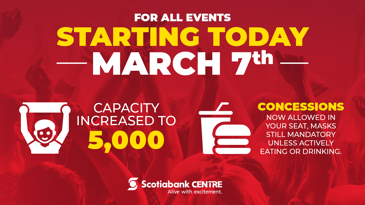 ScotiabankCtr's tweet photo. Phase 2 of restrictions easing begins today! Perfect timing for a week FULL of events. Click the link to purchase tickets and join in on the action.π https://t.co/Tct0qDv9V8
#EventsAreBack #ComeTogetherNS https://t.co/Fgi8itU8zU