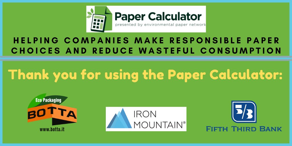 WhatsNYourPapr's tweet photo. The Paper Calculator is helping more companies measure and make progress toward their #sustainability goals in 2022. 

Calculate your impact at https://t.co/p864V7mlZM

@IronMountain @FifthThird @botta_box https://t.co/tBM6YFrY8O