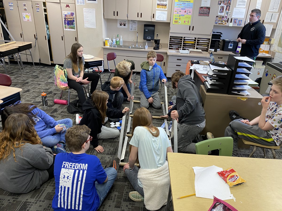 mndotsoutheast's tweet photo. Fun morning with the Blooming Prairie 6th grade students discussing #STEM related topics, such as physics, during our Bridge-in-a-Bag activity. Check out info about this activity and other STEM resources at https://t.co/od575iHlaA. #SteeleCounty https://t.co/illK8jYwzm