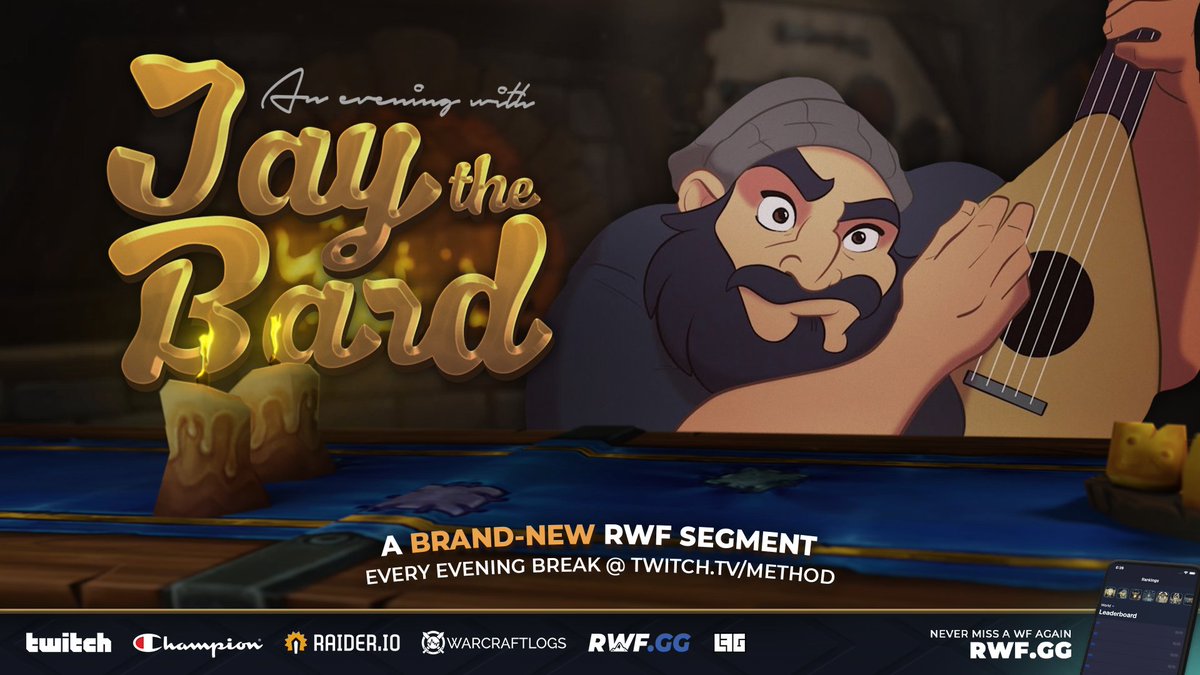 You hate breaks? WE HATE BREAKS TOO
We're excited to bring you an ALL NEW #RWF SEGMENT!

Every evening we'll have the company of <a href="/Jaythebard/">Jaythebard</a> bringing you a spectacular half-time show!

It all begins
📆 9th March 
⏲️ 8am CET
🔗 twitch.tv/method