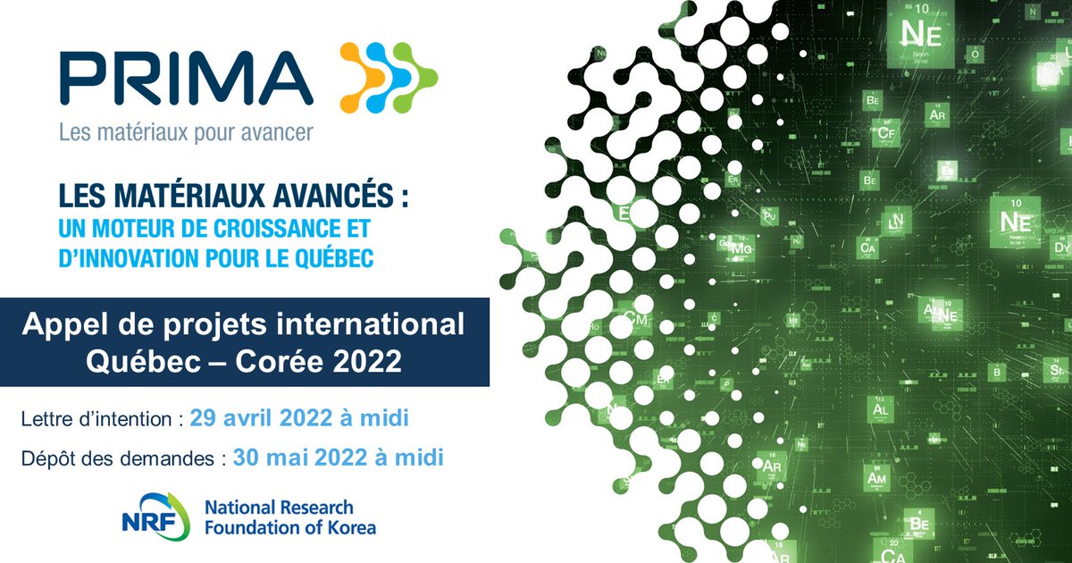PRIMAQUEBEC's tweet image. L'#appeldeprojets international Québec-Corée est lancé! L’objectif: soutenir et concrétiser les #projetscollaboratifs internationaux de #recherche et d’#innovation des universités, institutions et entreprises. Date limite pour lettre d'intention: 29 avril. prima.ca/programmes-de-…