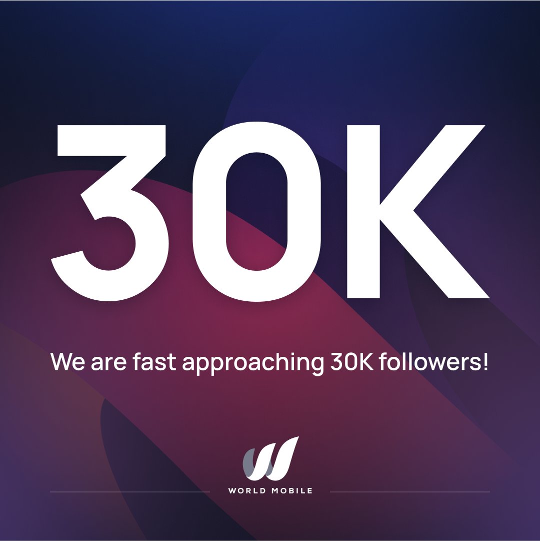 We are fast approaching 30K followers... 👀

To thank you all for your amazing support, we have a World Mobile Merch Bundle up for grabs 🙌

👉 To win: like, retweet &amp; follow us 🤝

Ends: 13/3/22, 23:45 UTC
T&amp;C: worldmobile.io/blog/post/30k-…

#StrongerConnected #WorldMobile #Giveaway