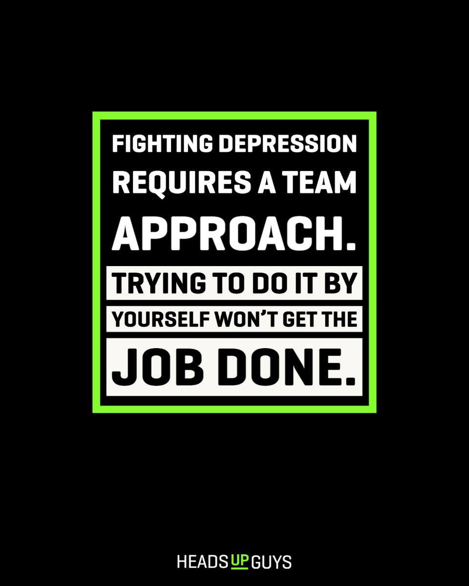 Recovering from depression becomes much easier – and more effective – when you bring other people into the mix.

 If you want to reach out but don’t know where to begin, our HeadsUpGuys Therapist Directory can help you find a therapist in your area.

headsupguys.org/take-action/fi…