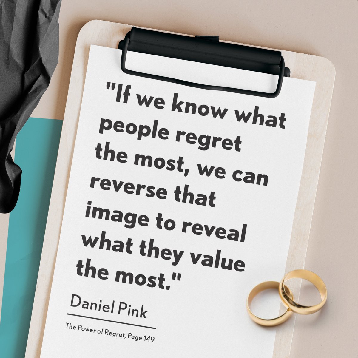DanielPink's tweet photo. What do people want out of life? The 4 core regrets offer a clue:

1. Foundation regrets: Basic stability,
2. Boldness regrets: Learning, growth, psychological richness,
3. Moral regrets: Doing the right thing,
4. Connection regrets: Love – romantic, familial, companionate. https://t.co/vkv7nLDyBC
