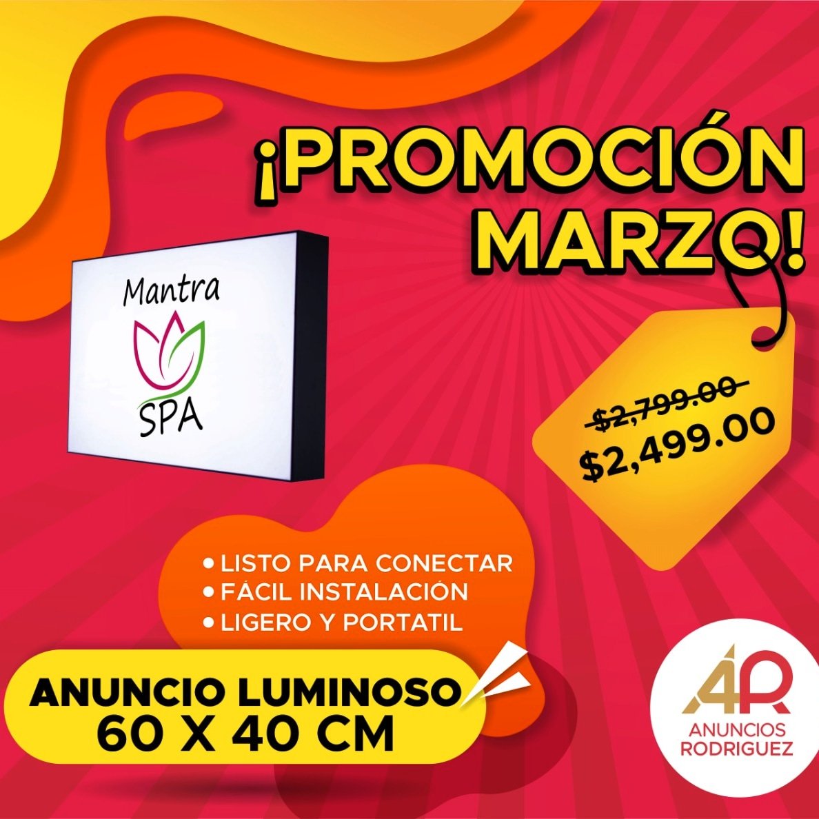 AnunciosRod's tweet photo. 🔥OFERTA IRRESISTIBLE🔥

✨ #Anuncioluminoso ✨

Resalta lo que deseas mostrar de manera super eficiente.
De fácil colocación y portabilidad, ideal para su uso en convenciones, eventos corporativos y sociales. 

Al ser ligero se adapta a cualquier stand o estructura.
#Publicidad https://t.co/m8x0SadF3T