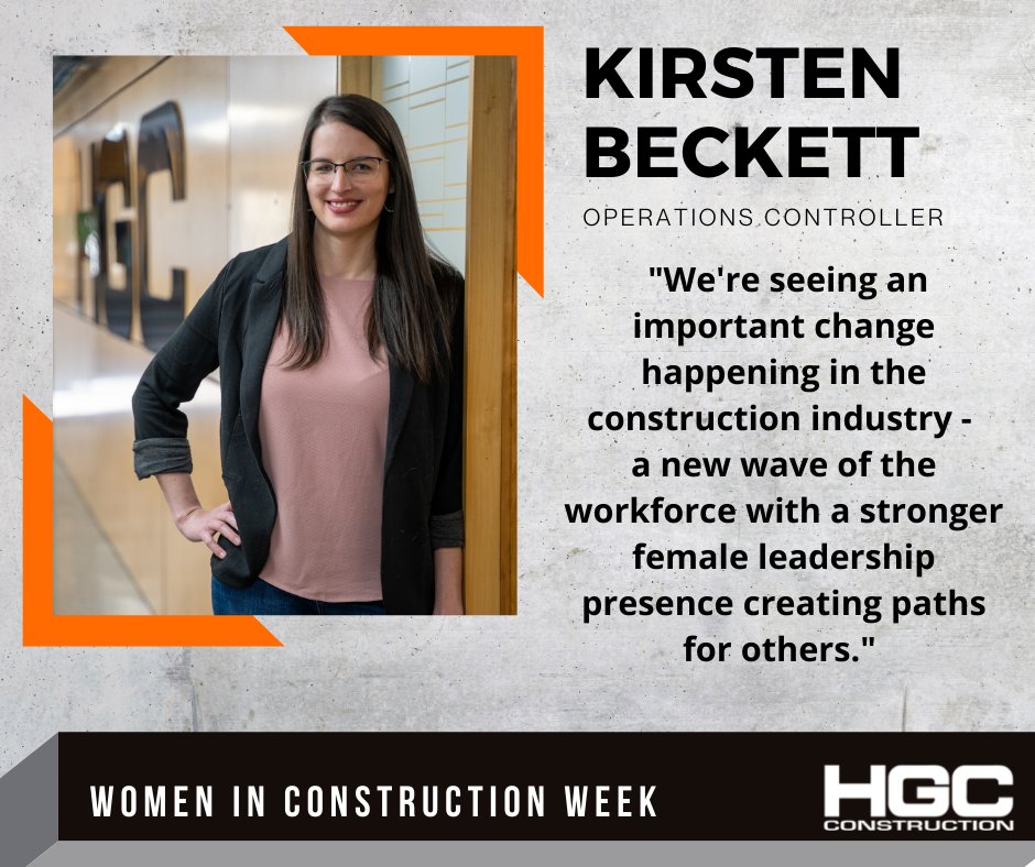 It's #WomenInConstructionWeek - a time to recognize the hardworking women in our industry. We’ll be celebrating some of HGC’s outstanding women this week that strengthen our team, starting with our Operations Controller, Kirsten Beckett. #BuildEveryDay