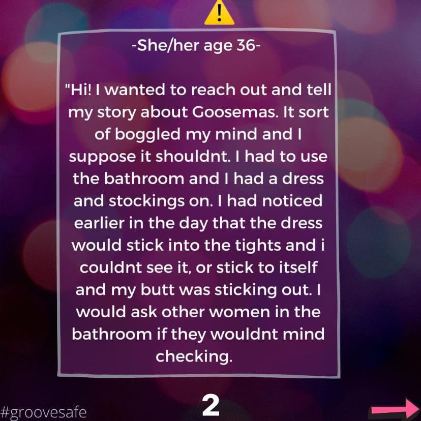 GrooveSafe's tweet image. Trigger warning! ⚠️⚠️ 
Please only proceed if you feel safe doing so.
We have a new round of stories coming out. Some content may be difficult, but we want to give a voice to those who want to share their stories. We hear you, we see you.￼ #groovesafe #consent #myvoice