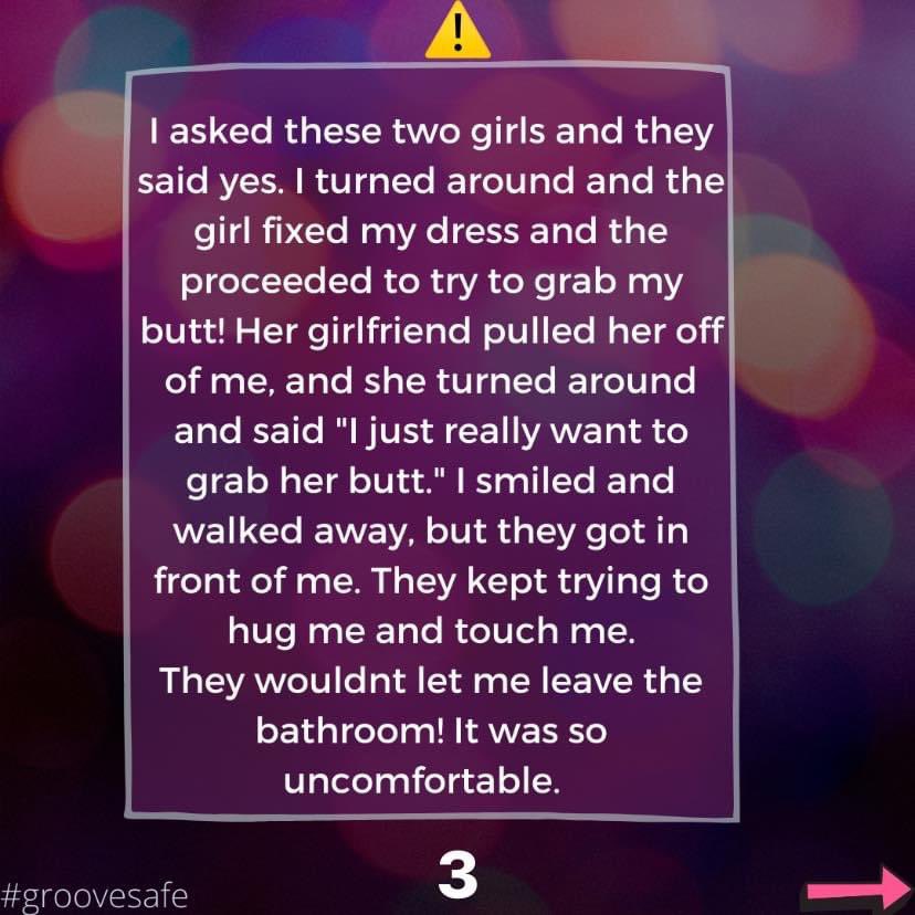 GrooveSafe's tweet image. Trigger warning! ⚠️⚠️ 
Please only proceed if you feel safe doing so.
We have a new round of stories coming out. Some content may be difficult, but we want to give a voice to those who want to share their stories. We hear you, we see you.￼ #groovesafe #consent #myvoice