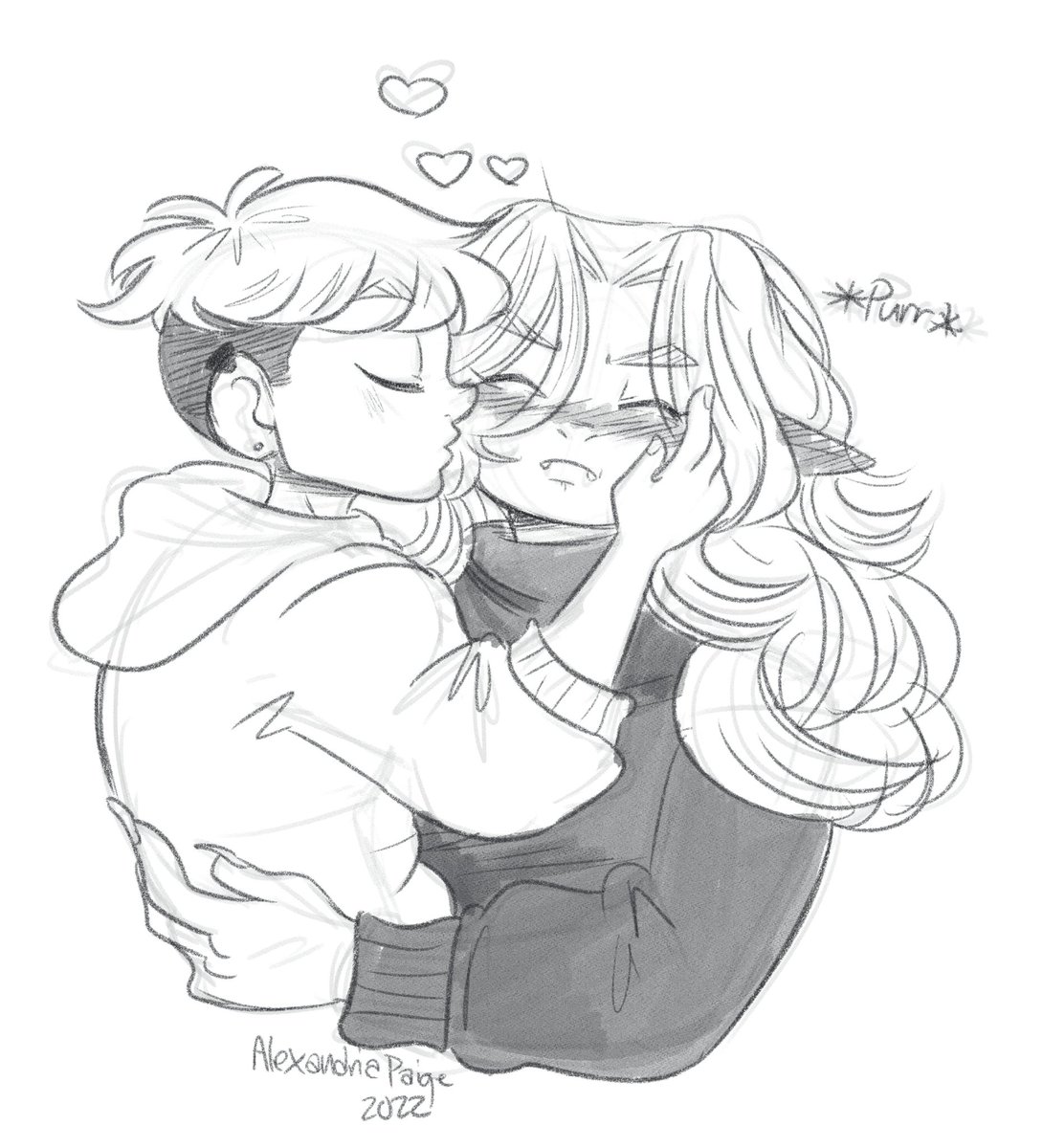 PaigeFangs's tweet photo. "Don't let the scrunched face fool you, he's very happy" 
Some of the best kisses are cheek smooches🥺❤

#jeanandclark #smooch #kiss #vampire #vampirecomics #supernatural #supernatralcomics #pencilsketch https://t.co/VW3mkaKrTd