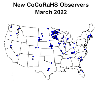 Minnesota is leading the nation in the number of new CoCoRaHS observers since March 1st!  A big thank you to everyone who has volunteered for @CoCoRaHS!  Interested in becoming a weather observer? Sign up today at https://t.co/1VUih6ZpbQ 
#mnwx #wiwx  https://t.co/zBH2ykyQv7 https://t.co/oZmqiv6rag