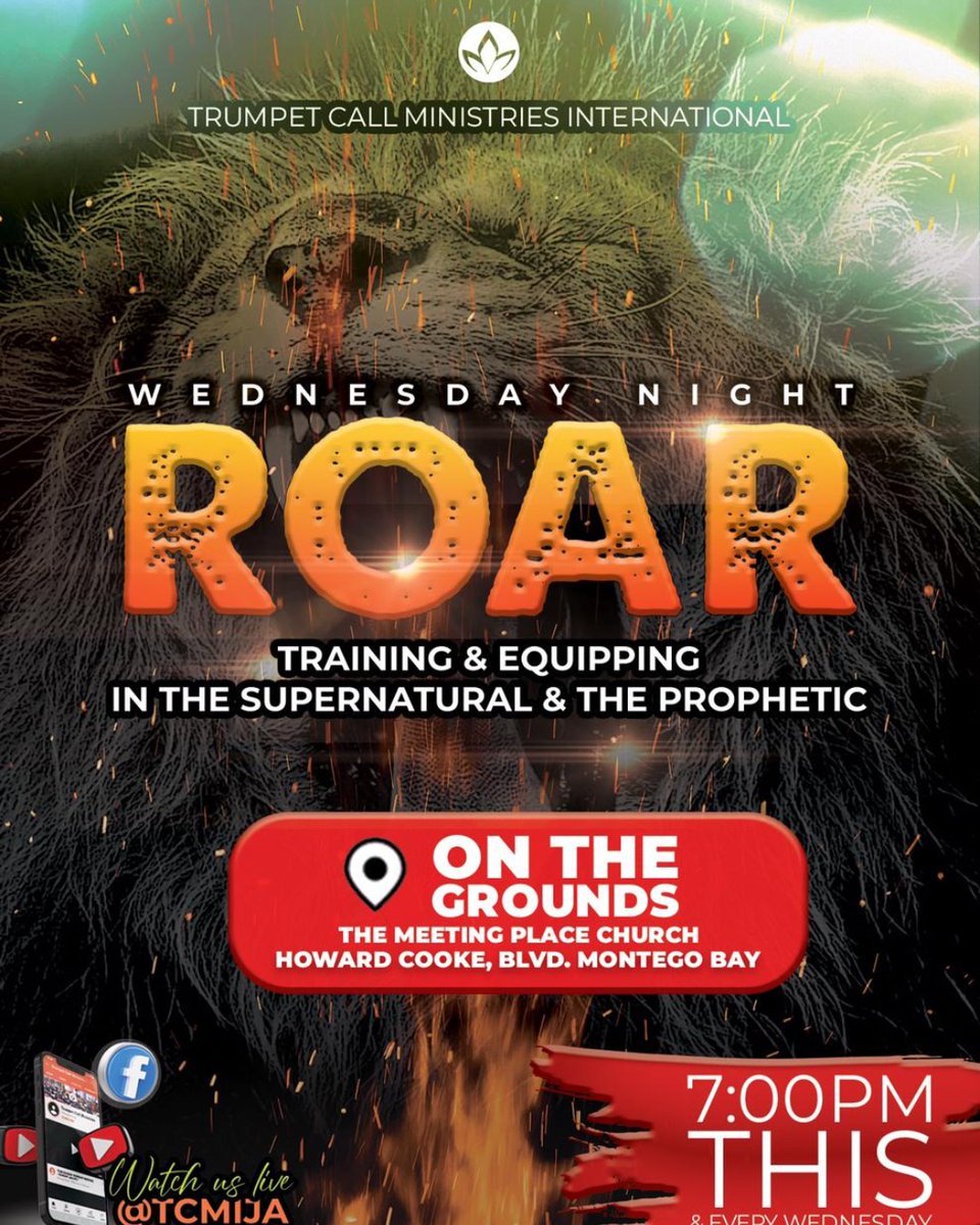 tcmija's tweet photo. We continue to lift up a Triumphant Roar and declare to the enemy that he is DEFEATED!
.
.
.
This and every Wednesday at 7pm!
.
.
.
Join us ONSITE and let's get trained and equipped as an army of one enforcing God's Kingdom here on earth.

BE COUNTED. https://t.co/jpiq0OvUZ0