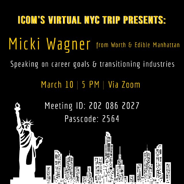 MIZZOUiCOM's tweet photo. Happy Monday!🤩 As we continue to bring NY to Como, join us on zoom this Thursday as we speak with Micki Wagner!🥳 https://t.co/tsl791SMxb