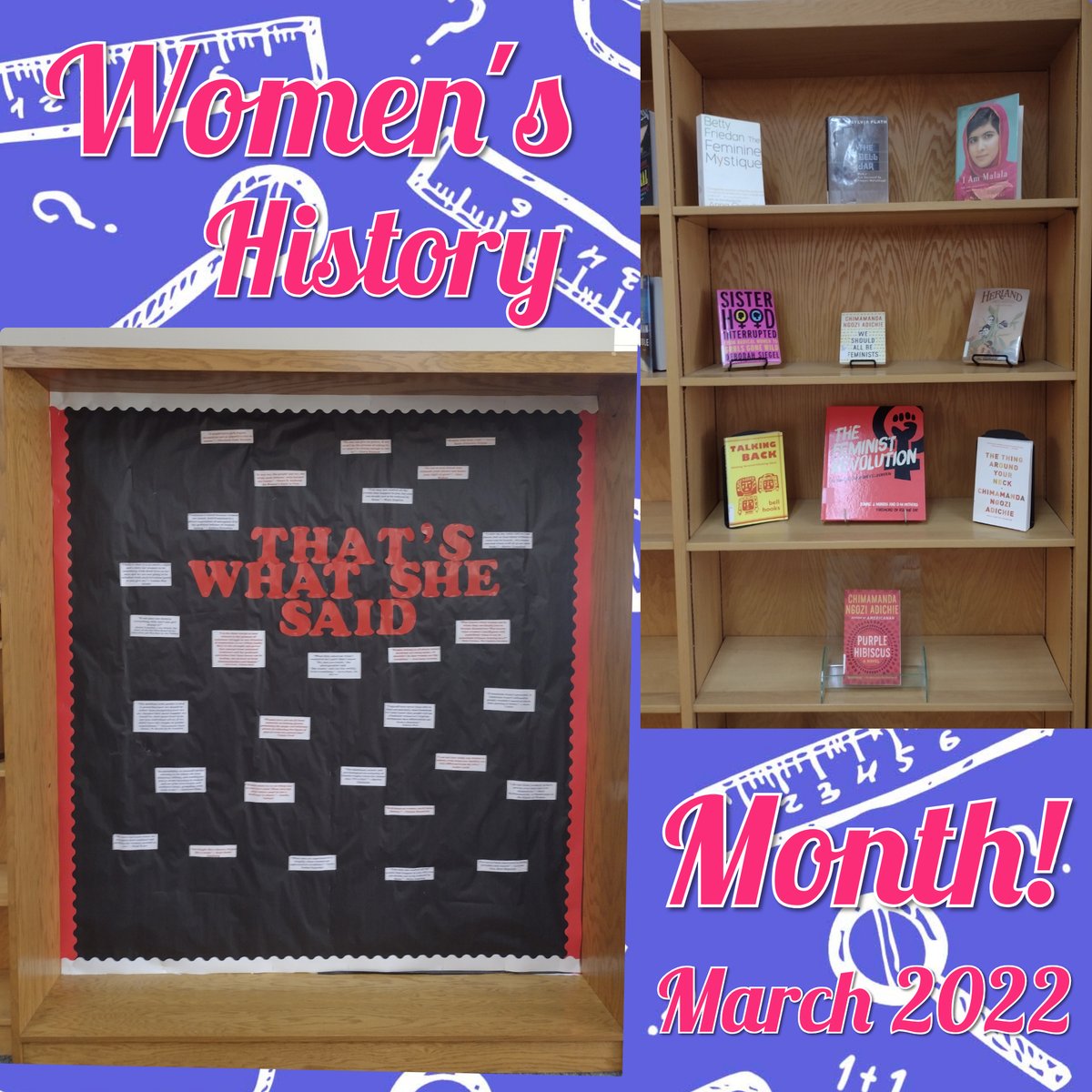 LWCLibrary's tweet photo. Celebrate Women's History Month with the women in your life and a good book of course! #womenshistorymonth #womenshistory #herstory #strongwomen #katiemurrelllibrary #lindseywilsoncollege https://t.co/jJyqaPztmR