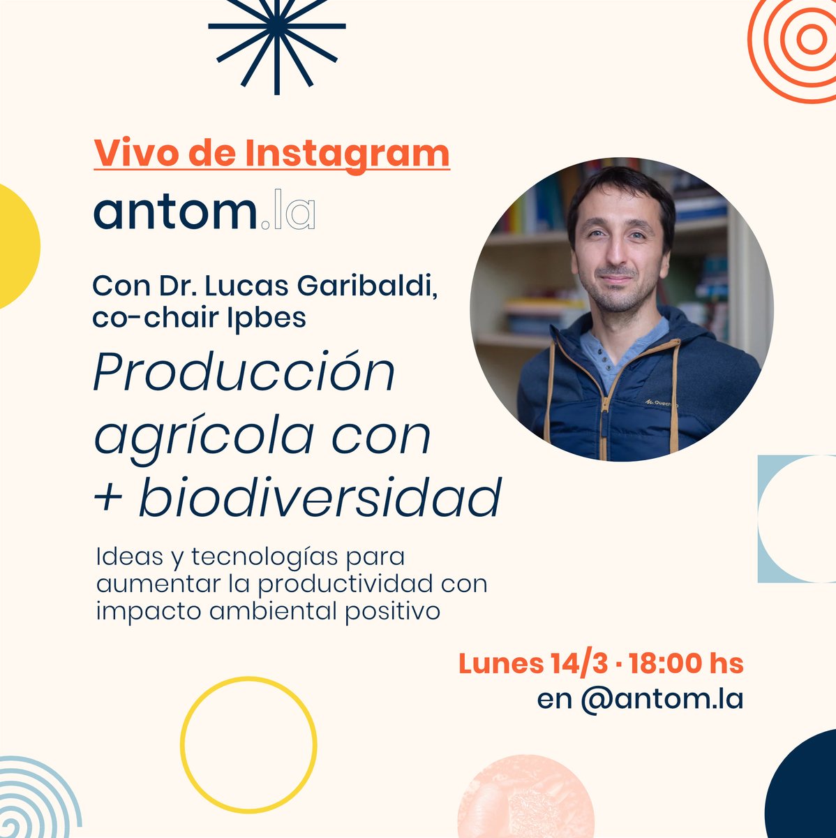 Para ahondar en este tema, el lunes 14/3 tenemos nuestro primer vivo de Instagram con el Dr. <a href="/Luqui_Garibaldi/">Lucas Alejandro Garibaldi</a>, multipremiado especialista en biodiversidad y co-chair del próximo informe del <a href="/ipbeses/">IPBES en español</a>