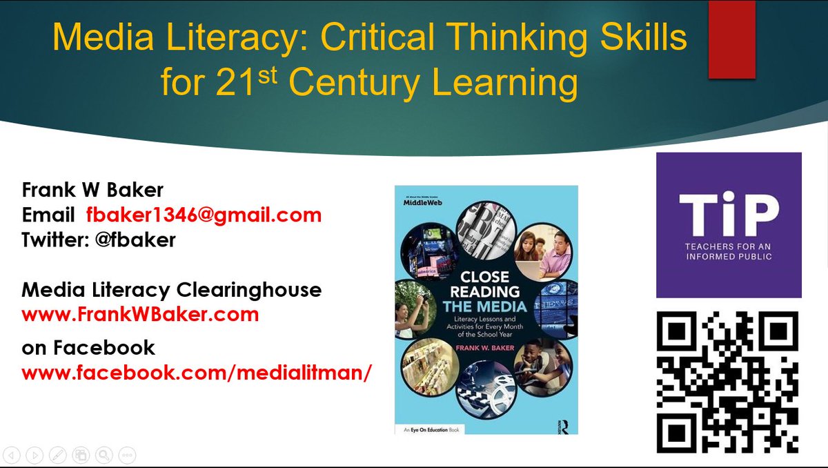 fbaker's tweet photo. If EVER there was a time for educators to devote instruction to #MEDIALITERACY skills, it is NOW! 
Tonight, I join @TiPTeachers (virtually) in Washington State to detail how to do just that. https://t.co/mkb6o7Etfd
