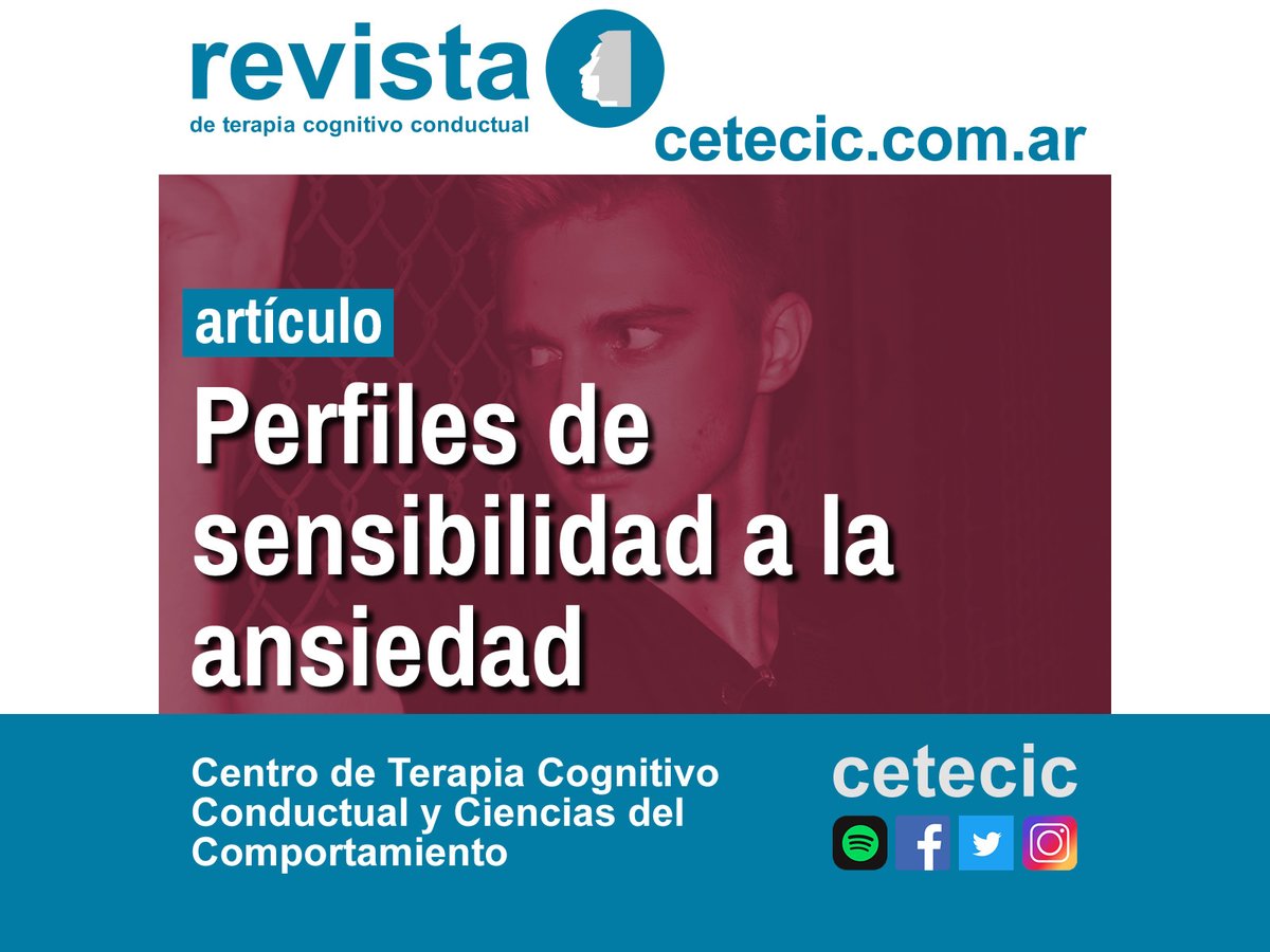 cetecic's tweet photo. Ya está disponible el primer nuevo artículo de 2022: Perfiles de sensibilidad a la ansiedad - Aportes para una intervención más específica. Como siempre, de acceso libre y gratuito en https://t.co/NL5kQ5ANKT
 
#ArtículoOnline 
 
#Ansiedad 
 
#TerapiaCognitivoConductual https://t.co/Ua7oiLAd9i