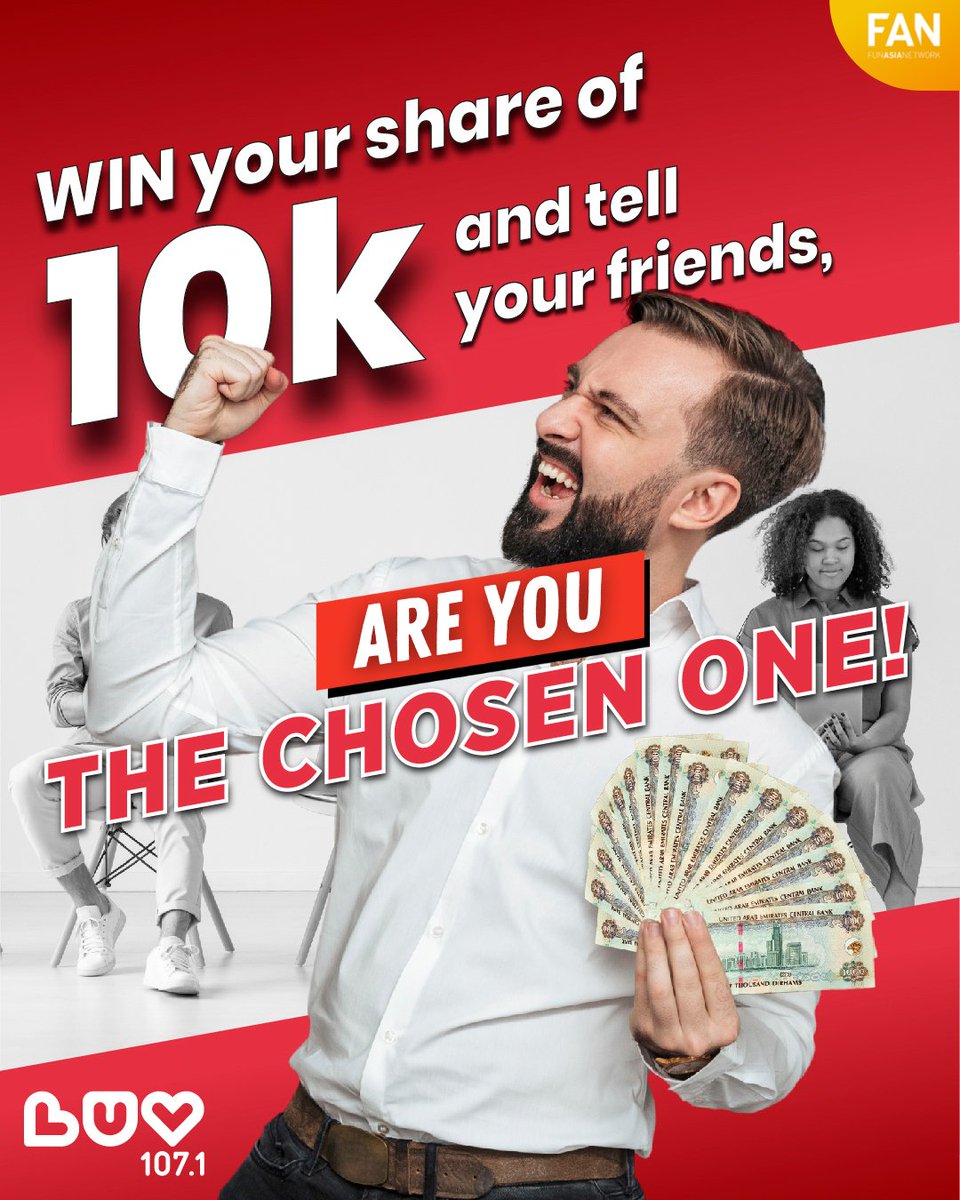 luvradiouae (@luvradiouae) on Twitter photo 🚨 COMPETITION ALERT 🚨
Are you 'The Chosen One'?
Participate and find out. All you have to do is follow us on Facebook, Instagram, Twitter, Youtube & TikTok at <a href="/luvradiouae/">luvradiouae</a>
#cashprize #radio #music #contest #10000aed #dubai #uae #mydubai #competition #win #rich #money #cash 🚨 COMPETITION ALERT 🚨
Are you 'The Chosen One'?
Participate and find out. All you have to do is follow us on Facebook, Instagram, Twitter, Youtube & TikTok at <a href="/luvradiouae/">luvradiouae</a>
#cashprize #radio #music #contest #10000aed #dubai #uae #mydubai #competition #win #rich #money #cash