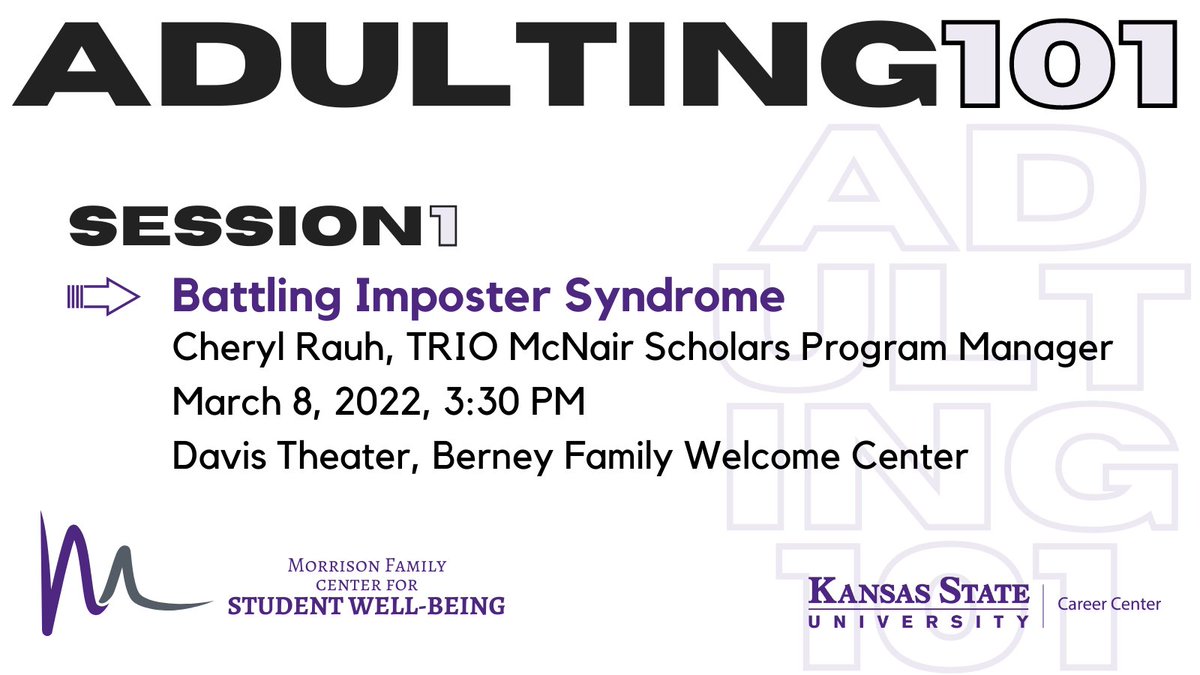 Have you ever experienced imposter syndrome? We want to help you explore what imposter syndrome is, how it can manifest, and what steps you can take to work through it! Join us for a series of Adulting 101 sessions.  👩‍💻 First session will be tomorrow at 3:30 P.M.!