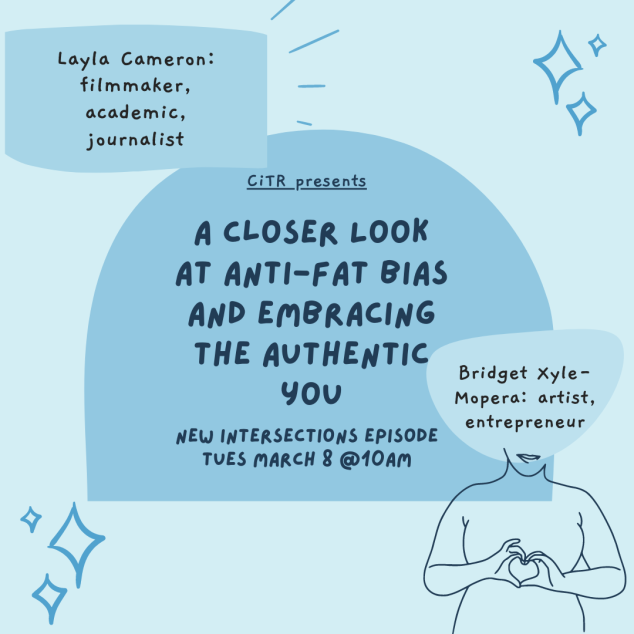 intersect_citr's tweet photo. Check out our new episode of Intersections Tuesday, March 8th at 10:00 am!

We are in conversation with Bridget Xyle-Mopera the creator behind Womanhkynd and Layla Cameron a filmmaker, academic, and journalist.

#citr #radio #intersectionality https://t.co/H2TN6EH5zj