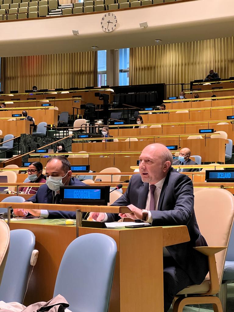 kahaimnadze's tweet photo. Expressing #Georgia🇬🇪's support to #Ukraine, before addressing subject matter of #IGN on #SecurityCouncil reform, stressing that question of #veto is the most important aspect of the reform. No difference if #UNSC is 5+10 or 11+15 or any configuration if just 1 veto can block it https://t.co/gjkc1mJBRS