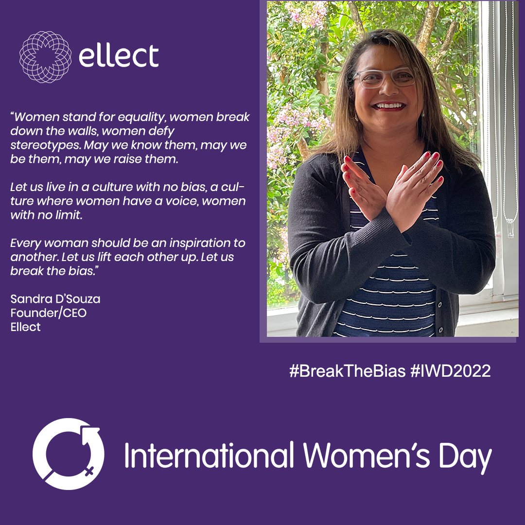 Sandra_DSouza's tweet photo. Will you help break the bias? Celebrate with us for International Women’s Day! Here in Ellect, we fight in a way that leads others to join us. Cross your arms, and spread the word.

#BreakTheBias #IWD2022 #InternationalWomen’sDay2022 #Ellect https://t.co/xRjKTwK6mI