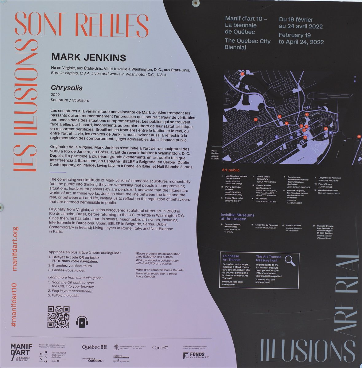 DLVisionMode's tweet image. Cette intrigante sculpture intitulée Chrysalis est l&apos;oeuvre de l&apos;artiste américain Mark Jenkins et est visible dans le parc Cartier-Brébeuf dans le cadre de la Manif d&apos;Art : Les illusions sont réelles #Quebec #manifdart #parccartierbrebeuf