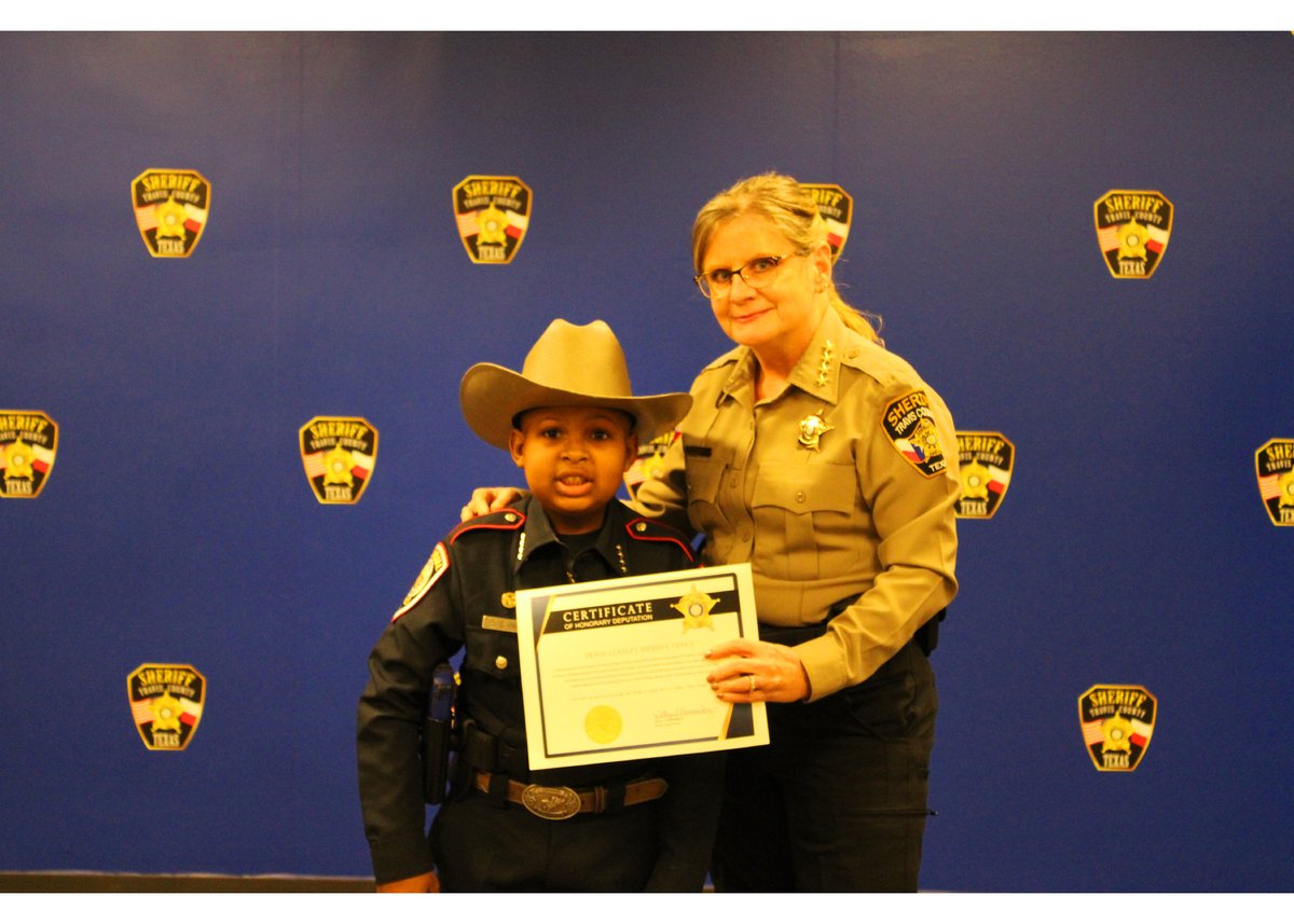 Travis County Sheriff's Office (@traviscosheriff) on Twitter photo Today, <a href="/SallyTCSheriff/">Sally Hernandez</a>, along with @Chief_Chacon, <a href="/PhippsChief/">Chief Ryan Phipps</a>, Sheriff Gleason <a href="/WCSOTXSheriff/">Williamson County Sheriff's Office</a> & Chief Deputy Davenport <a href="/HaysSheriff/">Hays County Sheriff's Office</a> swore in Devarjaye Daniel. DJ's challenges in life presented all of us with the opportunity to enjoy his giant personality and loving heart. Today, <a href="/SallyTCSheriff/">Sally Hernandez</a>, along with @Chief_Chacon, <a href="/PhippsChief/">Chief Ryan Phipps</a>, Sheriff Gleason <a href="/WCSOTXSheriff/">Williamson County Sheriff's Office</a> & Chief Deputy Davenport <a href="/HaysSheriff/">Hays County Sheriff's Office</a> swore in Devarjaye Daniel. DJ's challenges in life presented all of us with the opportunity to enjoy his giant personality and loving heart.