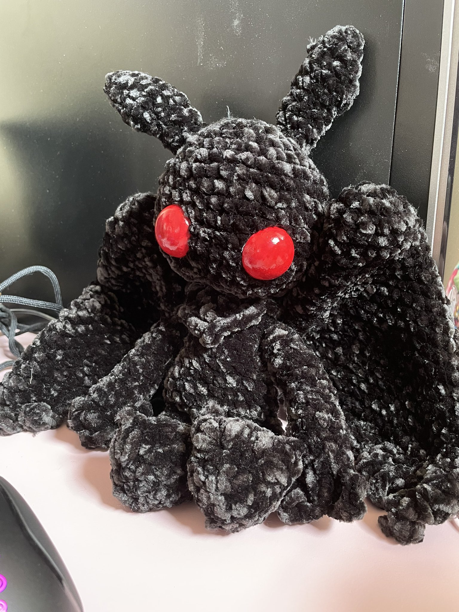 I'm a little obsessed with Mothman… just finished this cutie! : r/crochet