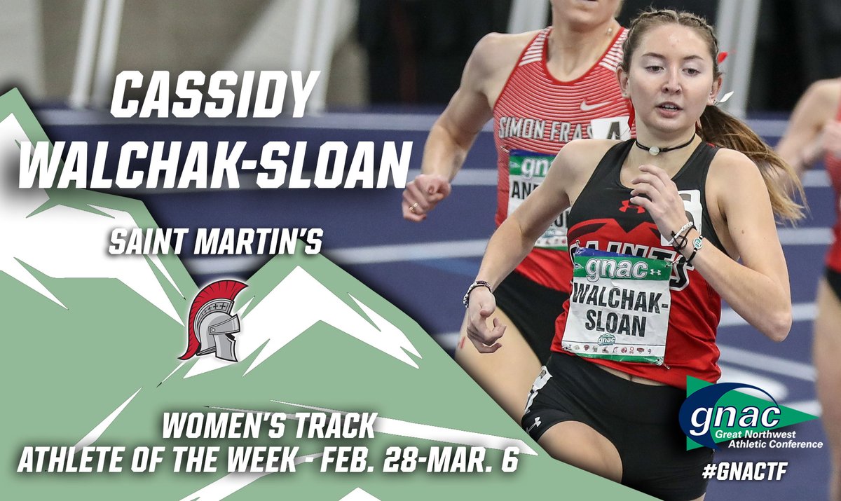GNAC Sports (@gnacsports) on Twitter photo Congrats to Cassidy Walchak-Sloan of <a href="/SMUSaints/">Saint Martin's Saints</a>, the #GNACTF Women’s Track Athlete of the Week!
bit.ly/3MpCmtj Congrats to Cassidy Walchak-Sloan of <a href="/SMUSaints/">Saint Martin's Saints</a>, the #GNACTF Women’s Track Athlete of the Week!
bit.ly/3MpCmtj