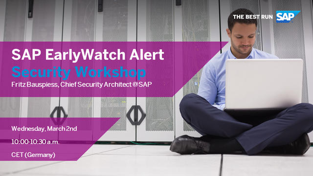 PODonnell_SAP's tweet photo. Security is basically “invisible” in normal operations: You typically don’t notice deficiencies – until it is too late. Join this workshop to learn how SAP EarlyWatch Alert can help you. Register now. #SAPSupport https://t.co/zSMBNaSjK1 https://t.co/eusNaStkYh