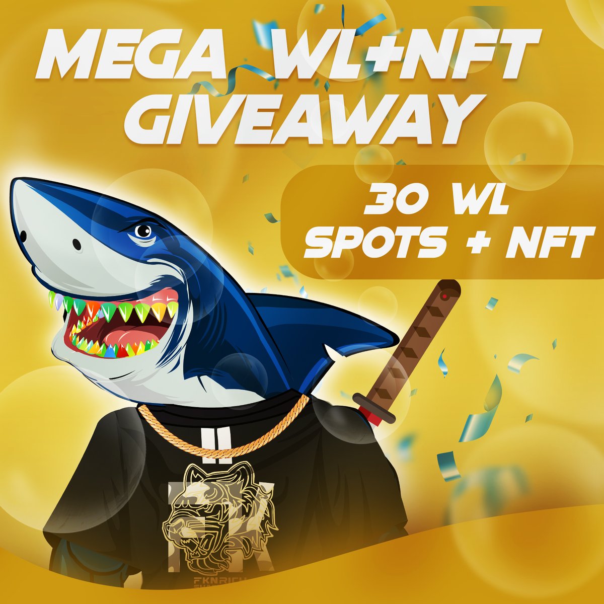 FKN Rich Shark Club MEGA WL Giveaway 🎉🦈

🎁 We’re giving away 30 Whitelist Spots + 1 NFT!

How to enter:
✅ RT &amp; Follow: <a href="/FknRichSharks/">­­­­FKN Rich Shark Club🦈 | MINT IS LIVE</a> 
✅ Tag 2 Friends
✅ Join our discord and stay active 🏝discord.gg/fknrichsharkcl……

#NFTS #NFT #NFTCommunity #NFTProject #NFTGiveaway
