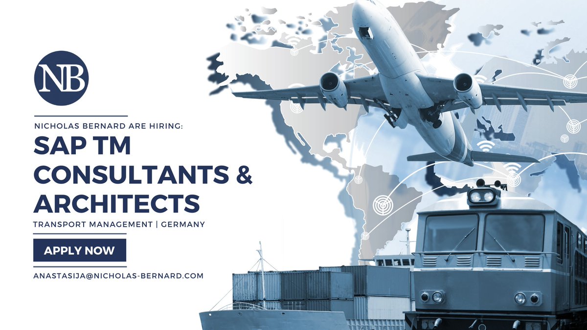 NB_SAP's tweet image. We&apos;re working with a client in Germany to hire an SAP TM Consultant and Architect to join them on a 12-month contract. E: anastasija@nicholas-bernard.com to find out more.

#saptm #saptransportmanagement #transportmanagement