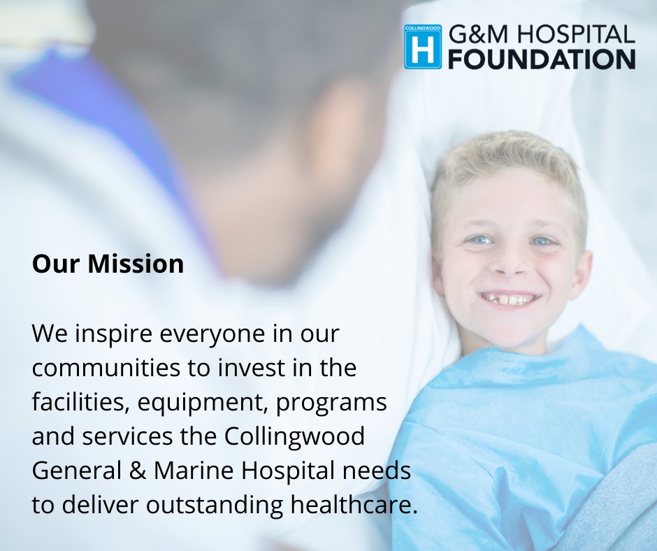 To learn more about our Mission, Vision and how your donations support the amazing work of our medical professionals at Collingwood G&amp;M Hospital, visit us at: cgmhf.com

#TeamCGMH #SouthGeorgianBay #YourRegionalHospital