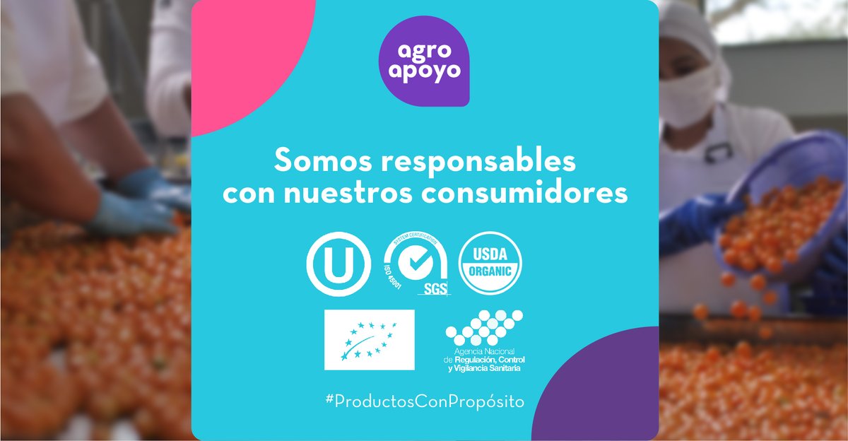 AgroapoyoEc's tweet photo. Nuestros productos e instalaciones cuentan con certificaciones internacionales en sistemas de seguridad alimentaria, buenas prácticas de manufactura, certificación orgánica y Kosher. 

#ProductosConPropósito 

Te invitamos a conocer más de nosotros en https://t.co/67ua9XlDAD https://t.co/hcrPigFho3