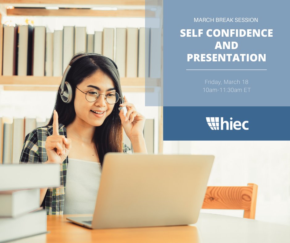 Next Friday we're hosting a March Break session on Self-Confidence and Presentation in a Virtual World.

This session will address platforms, camera usage, and how to navigate through the virtual space in a confident manner.

Register: forms.gle/Yhe7bA5NSivZT6…