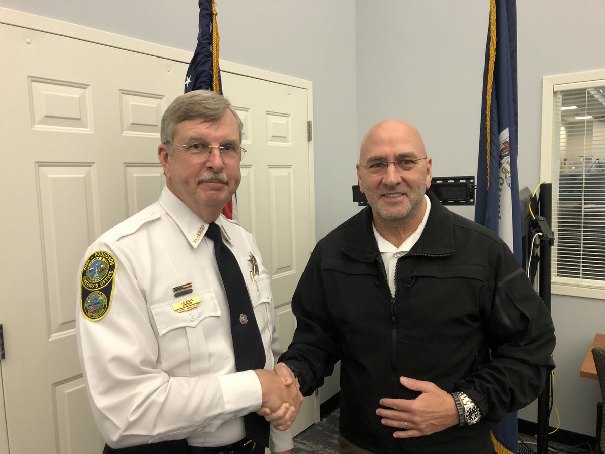DiggsForSenate's tweet image. Sheriff Diggs with Louisiana Congressman Clay Higgins. He met with Congressmen Wittman and Higgins and other Sheriffs in Hanover this morning for a roundtable discussion about law enforcement. #diggsforsenate #dannydiggs #virginiasenate