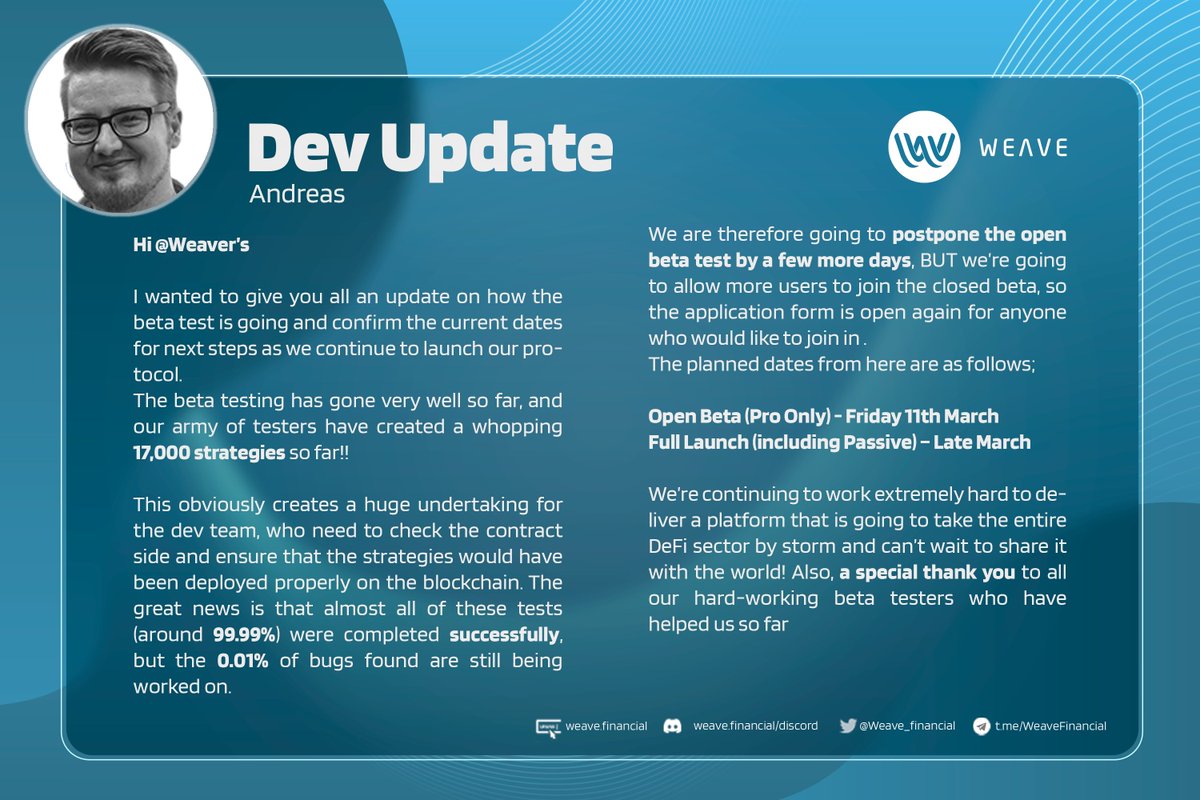 Weave_Crypto's tweet photo. #Weave Dev #Update!

Join our discord for more 👇https://t.co/tCheVnq630 https://t.co/OtcHtLyc8v